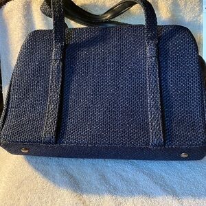 Vintage Navy Blue Woven Women's Handbag 1960’s ?